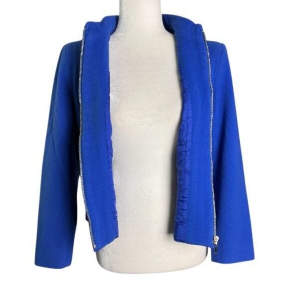 Louben Blue Wool Cashmere Blend Zip Front Jacket Blazer Made in Canada Womens 6 - Picture 9 of 9